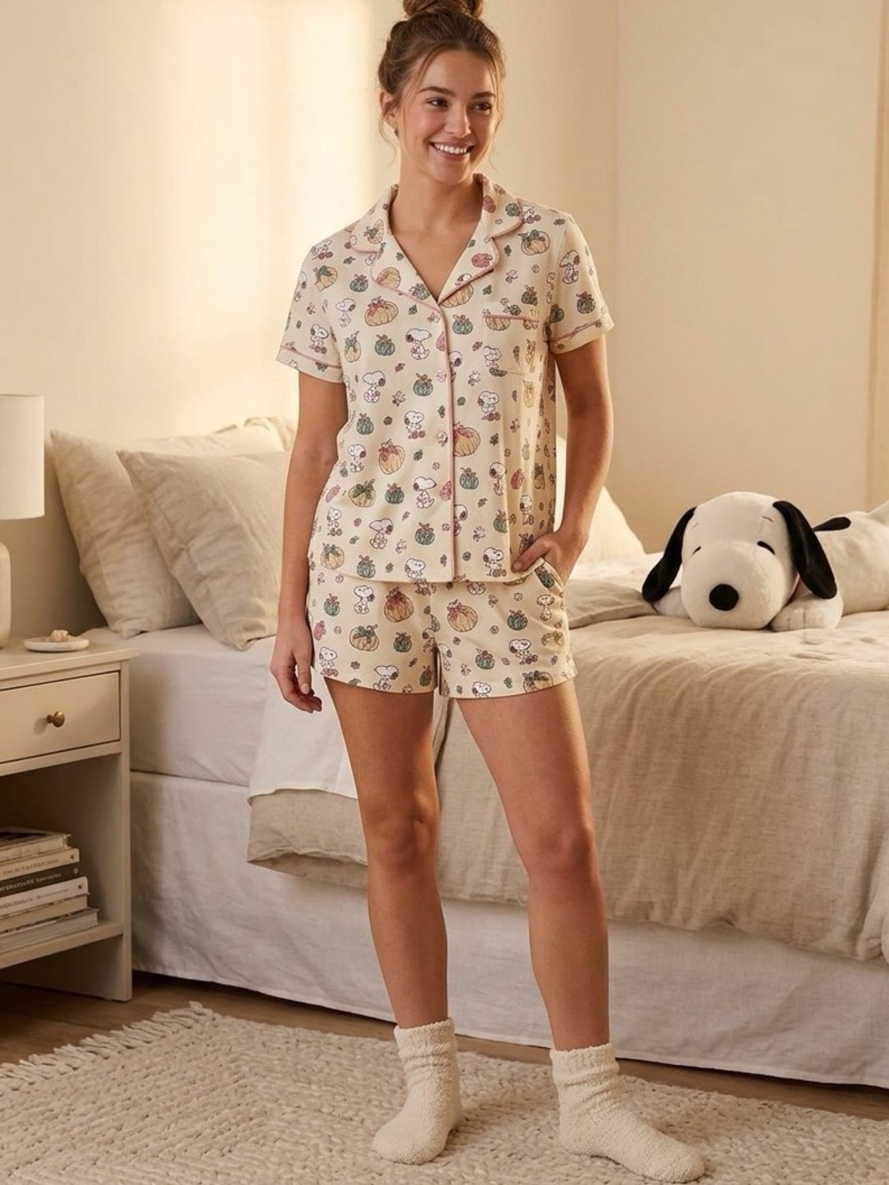 Peanuts Snoopy Fall/Autumn Pumpkin Pajama Set Size M